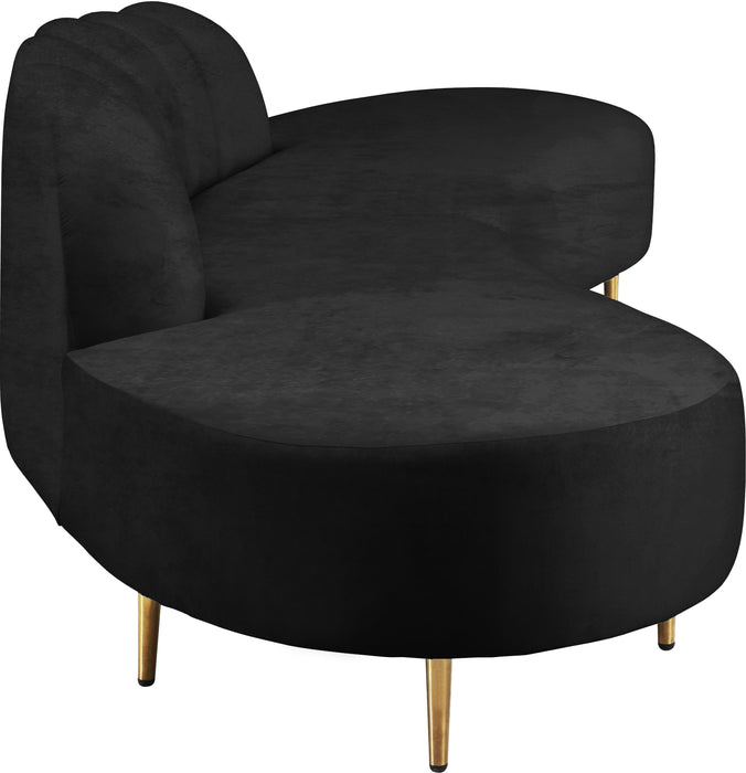 Divine Black Velvet 2pc. Sectional