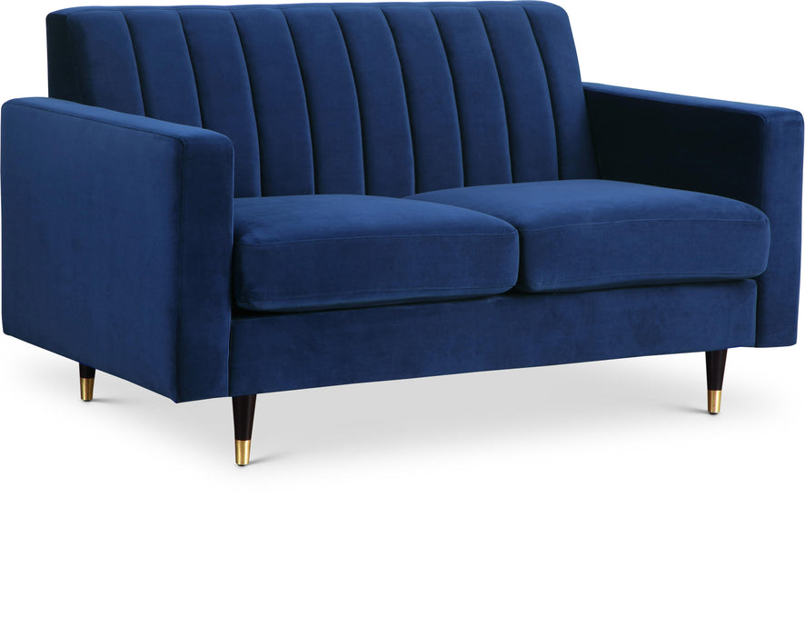 Lola Navy Velvet Loveseat image