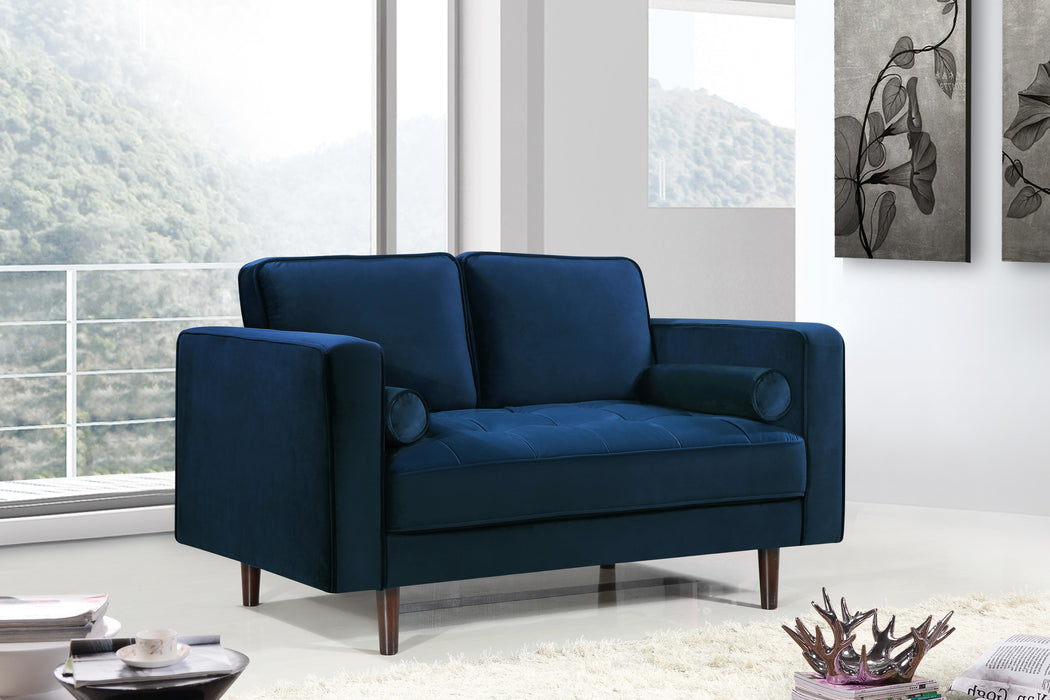 Emily Navy Velvet Loveseat