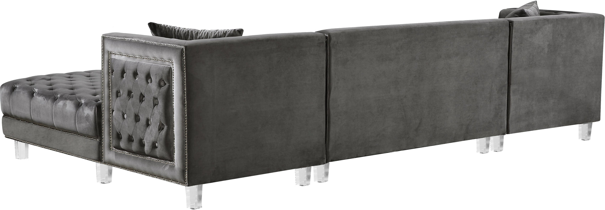 Moda Grey Velvet 3pc. Sectional