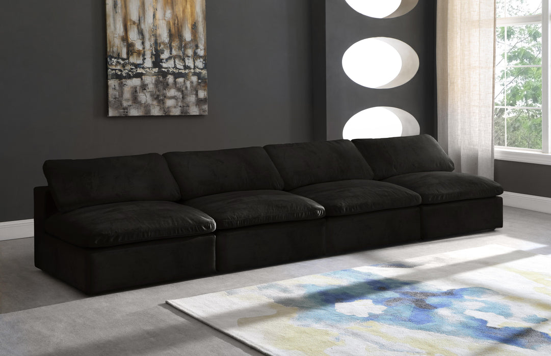 Cozy Black Velvet Cloud Modular Armless Sofa