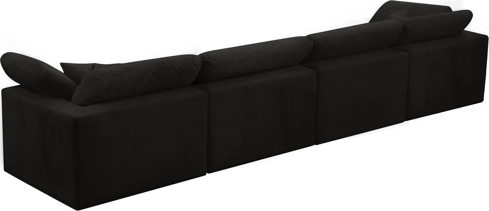 Cozy Black Velvet Cloud Modular Sofa