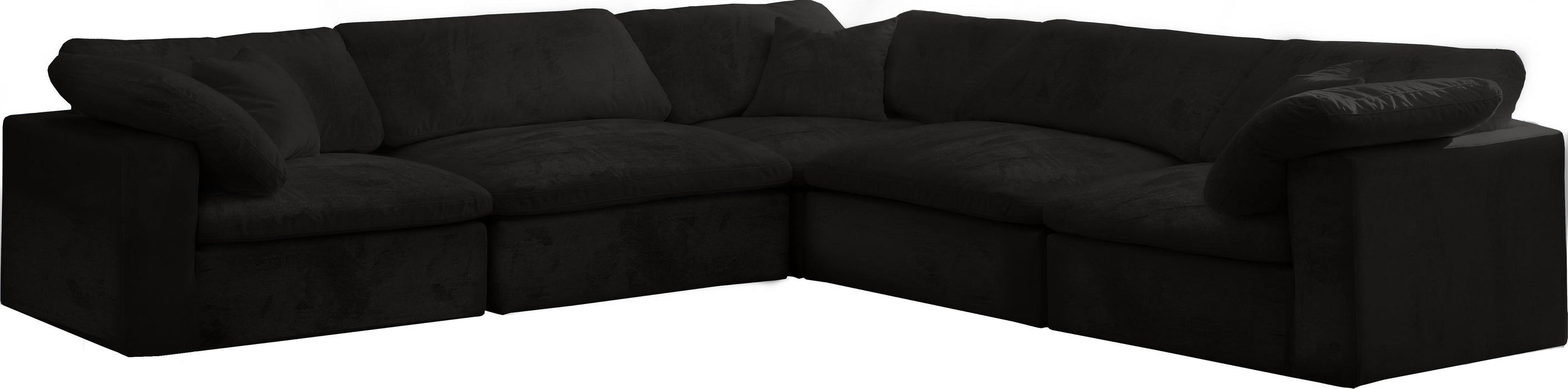 Cozy Black Velvet Cloud Modular Sectional