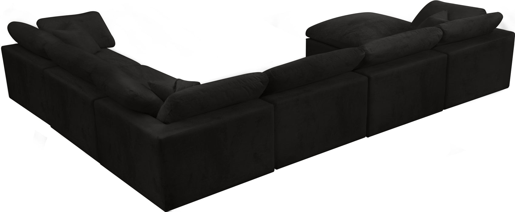 Cozy Black Velvet Cloud Modular Sectional