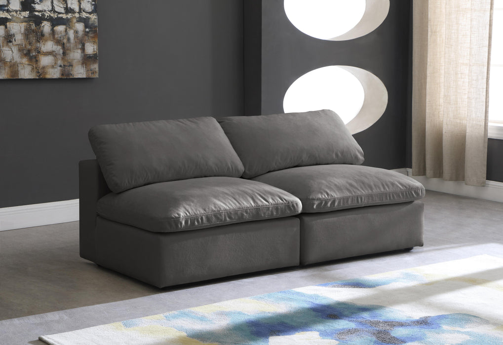 Cozy Grey Velvet Cloud Modular Armless Sofa