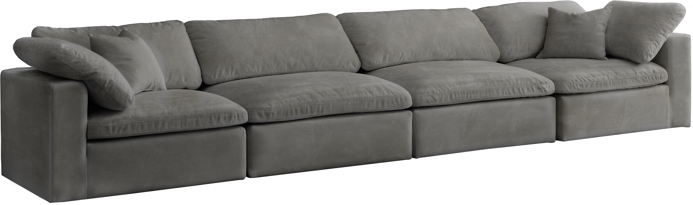 Cozy Grey Velvet Cloud Modular Sofa