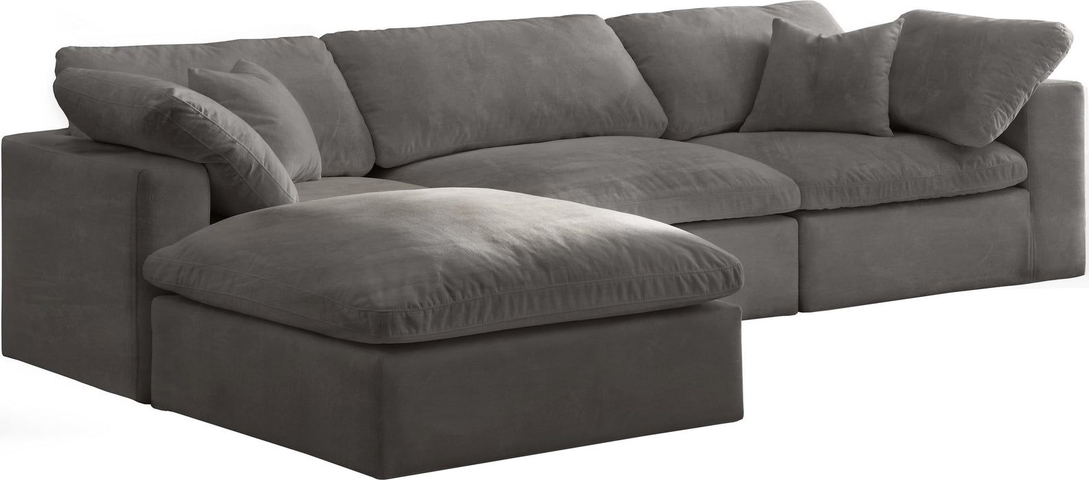 Cozy Grey Velvet Cloud Modular Sectional