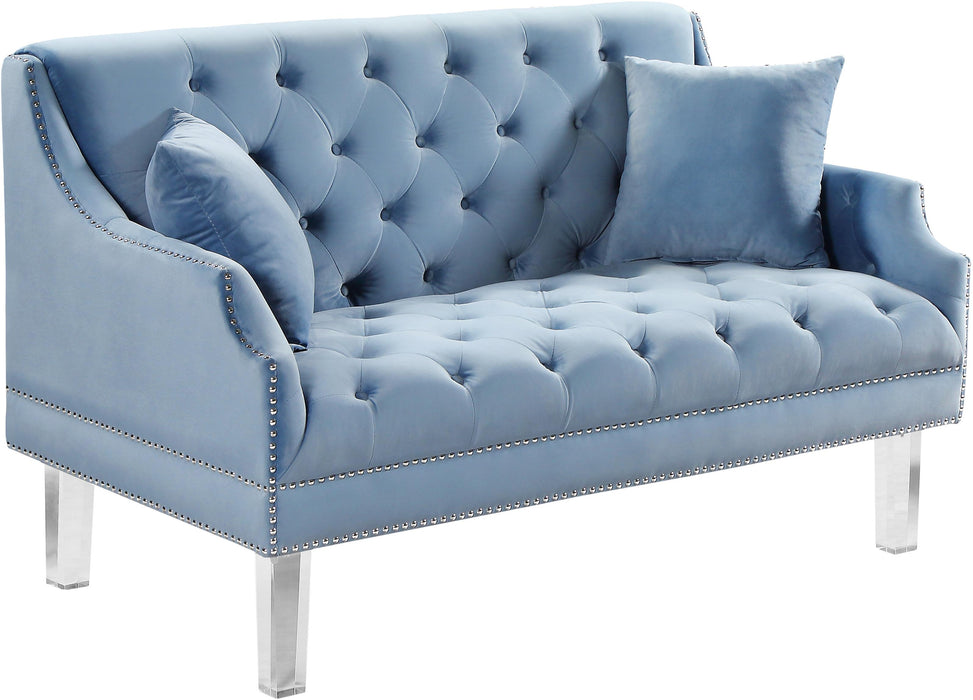 Roxy Sky Blue Velvet Loveseat image