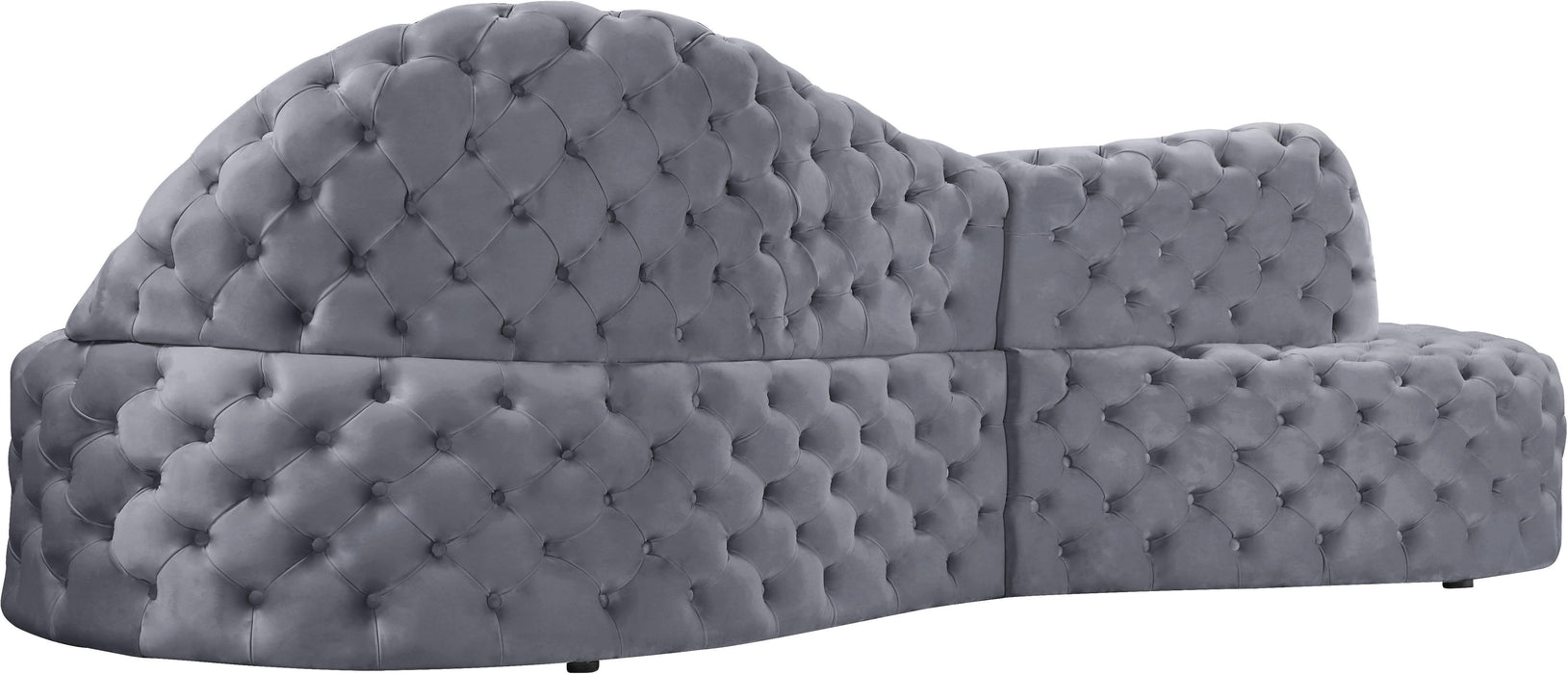 Royal Grey Velvet 2pc. Sectional