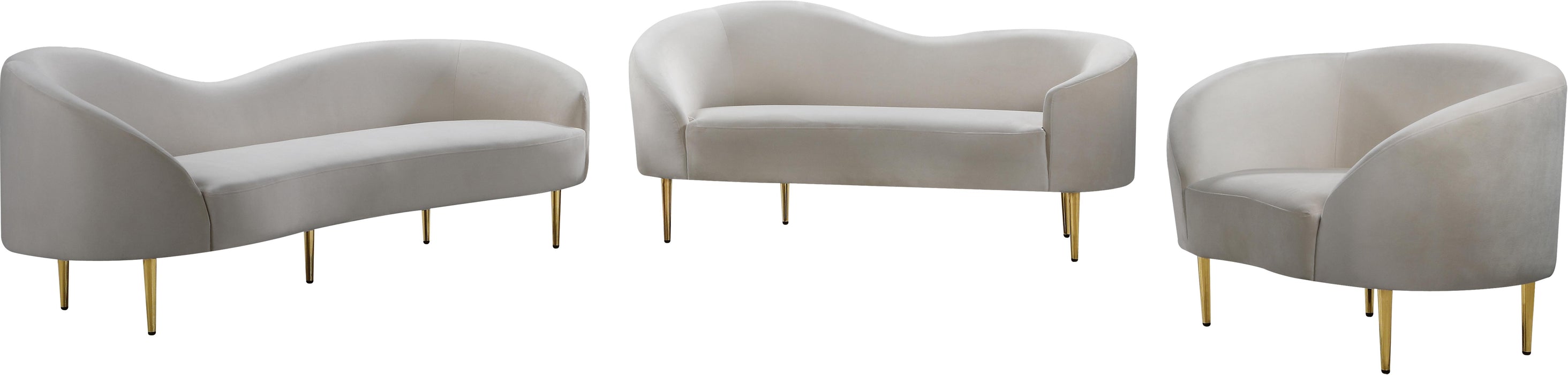 Ritz Cream Velvet Loveseat