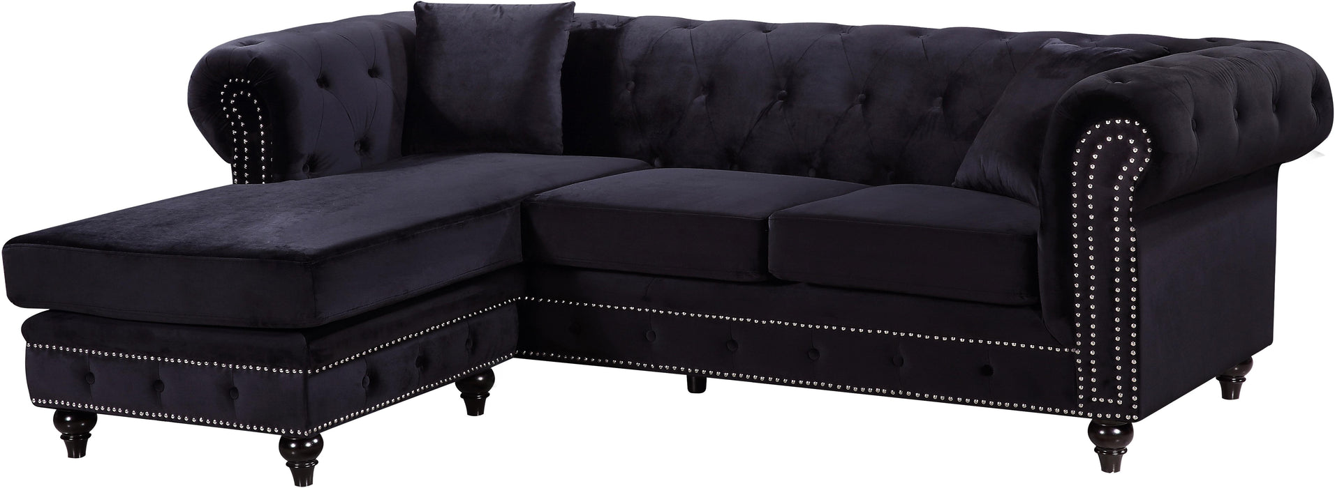 Sabrina Black Velvet 2pc. Reversible Sectional