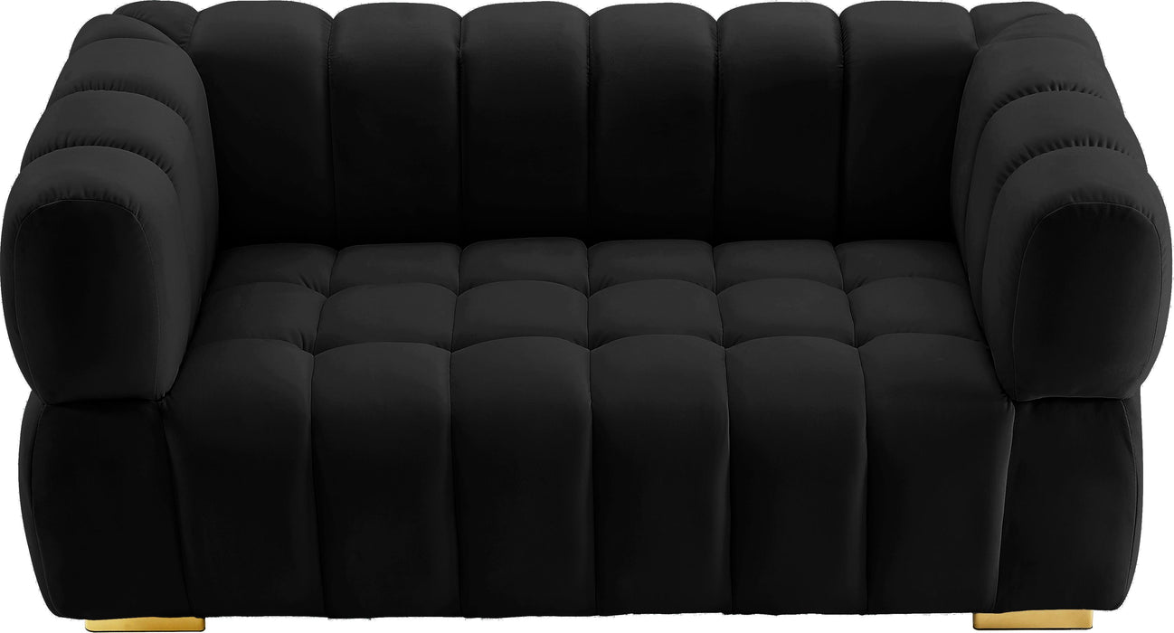 Gwen Black Velvet Loveseat