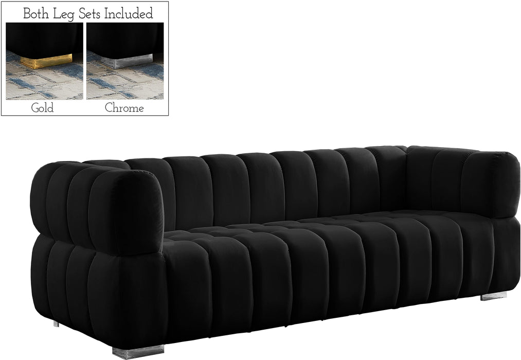 Gwen Black Velvet Sofa