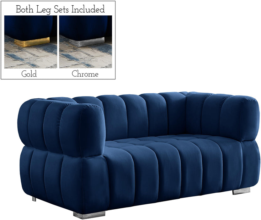 Gwen Navy Velvet Loveseat