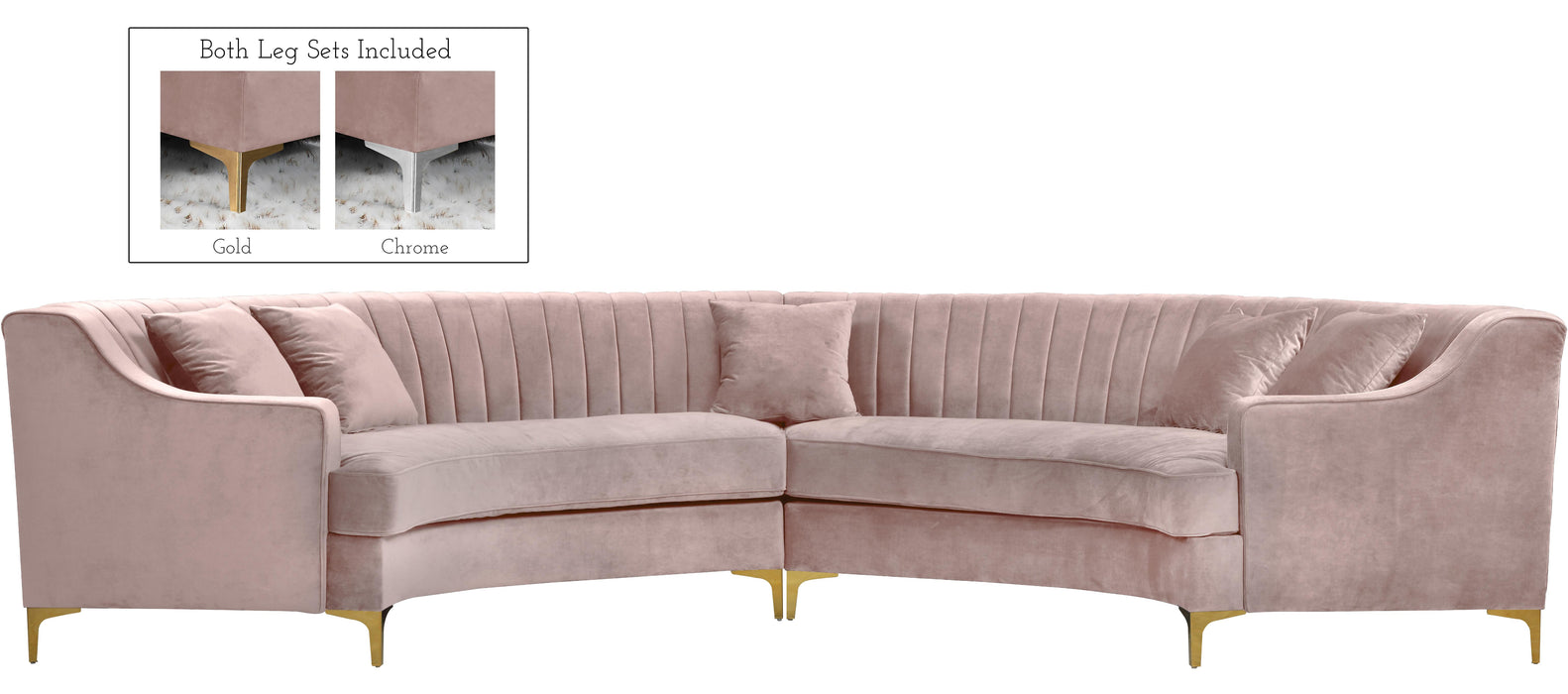 Jackson Pink Velvet 2pc. Sectional image