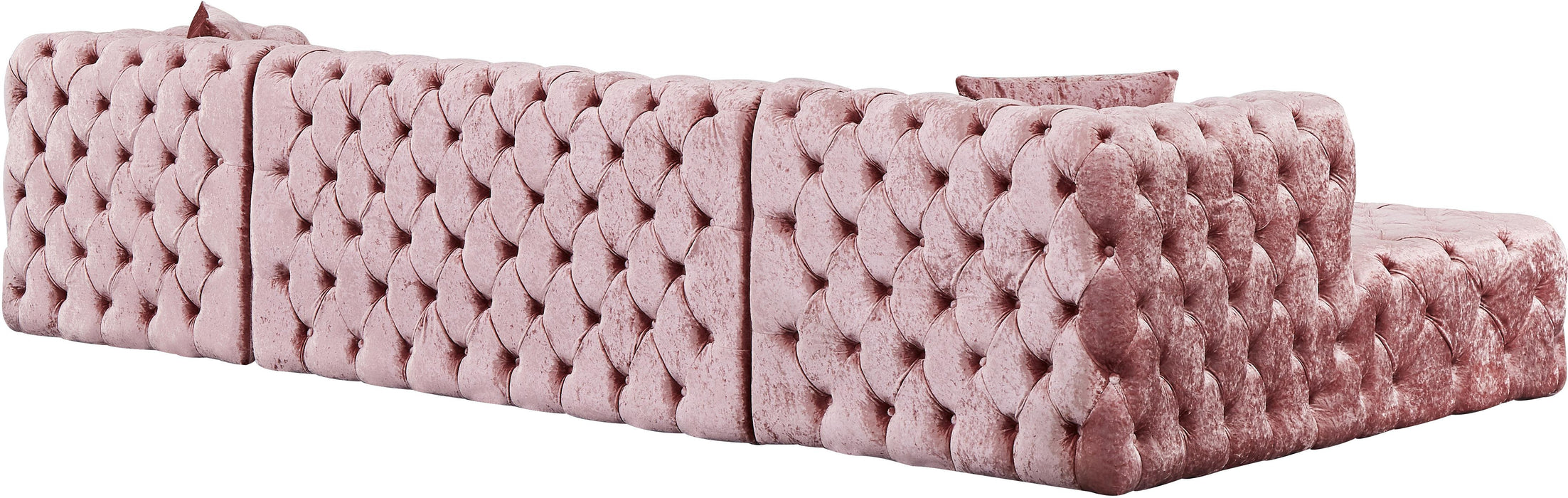 Coco Pink Velvet 3pc. Sectional (3 Boxes)