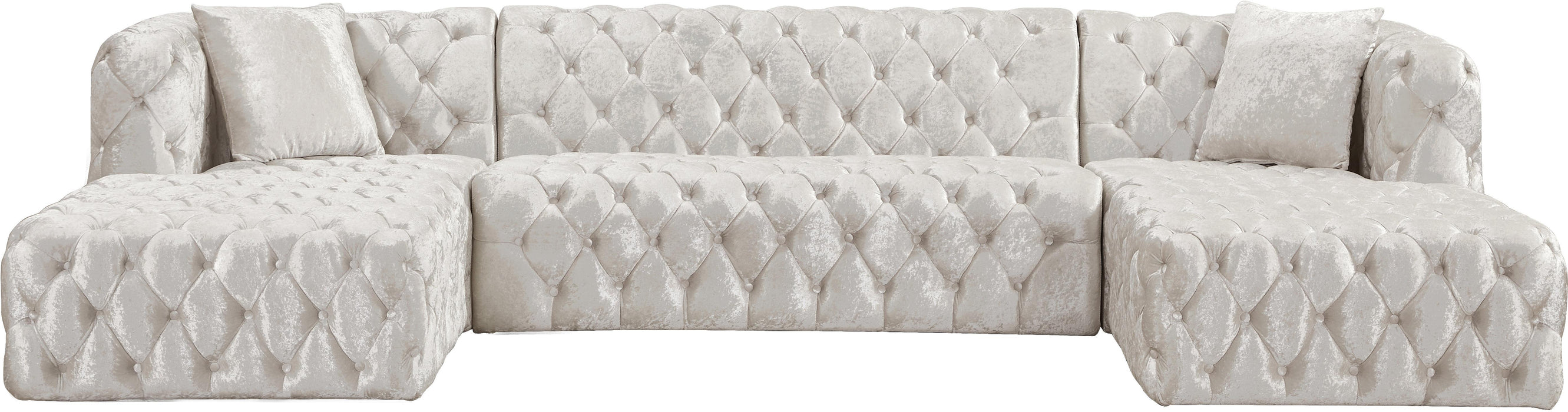 Coco White Velvet 3pc. Sectional (3 Boxes)