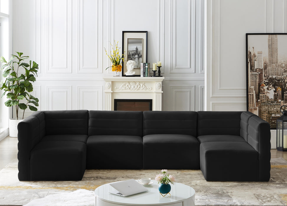 Quincy Black Velvet Modular Sectional