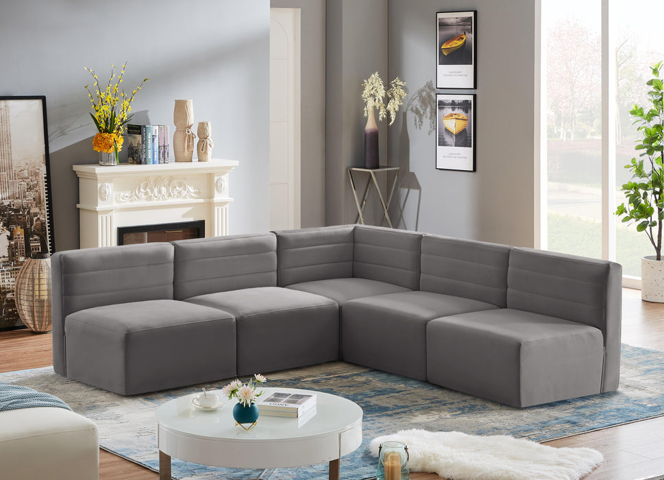 Quincy Grey Velvet Modular Sectional