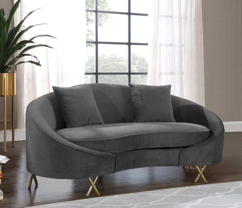 Serpentine Grey Velvet Loveseat