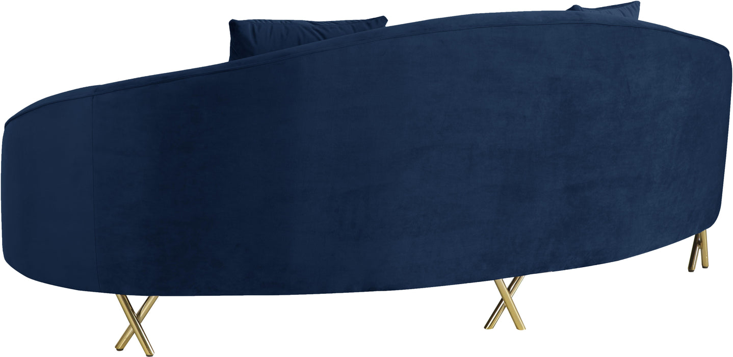 Serpentine Navy Velvet Sofa