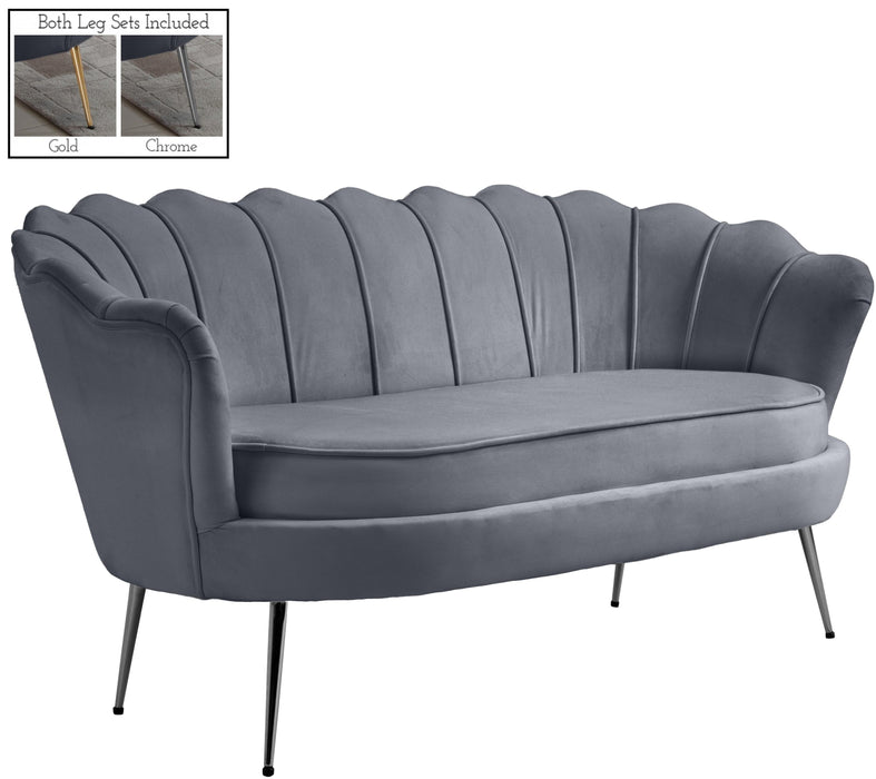 Gardenia Grey Velvet Loveseat