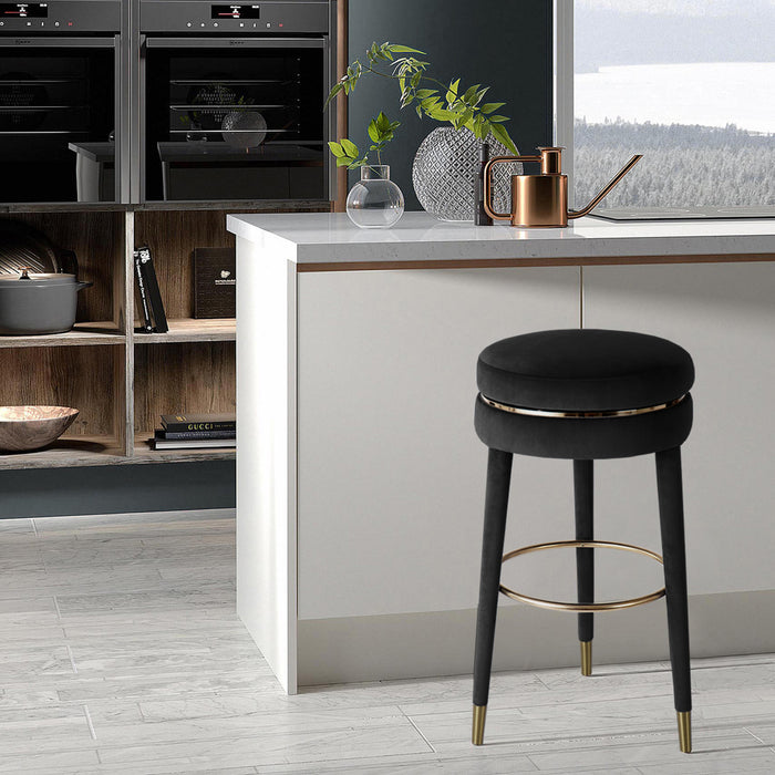 Coral Black Velvet Counter Stool