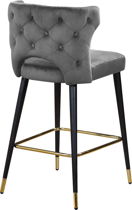 Kelly Grey Velvet Stool