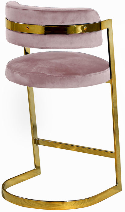 Stephanie Pink Velvet Stool