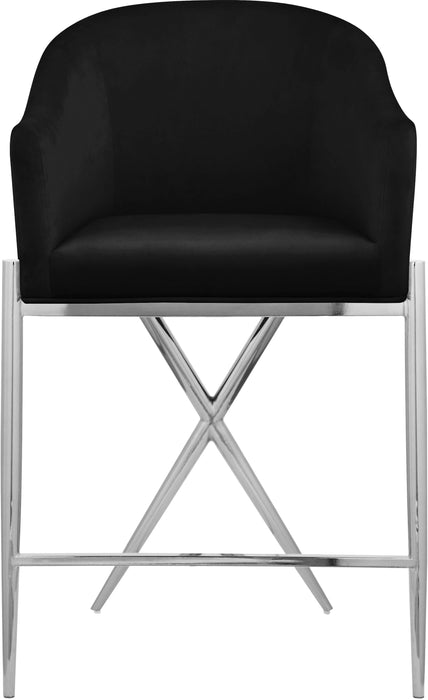 Xavier Black Velvet Counter Stool