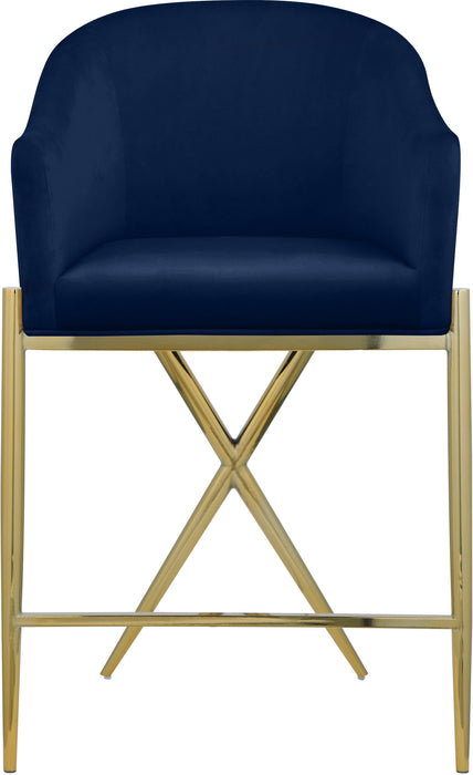 Xavier Navy Velvet Counter Stool