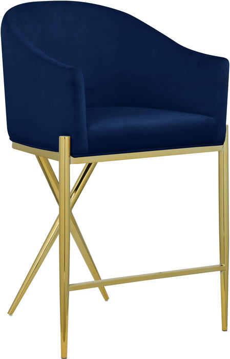 Xavier Navy Velvet Counter Stool