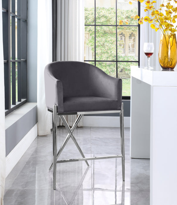 Xavier Grey Velvet Counter Stool