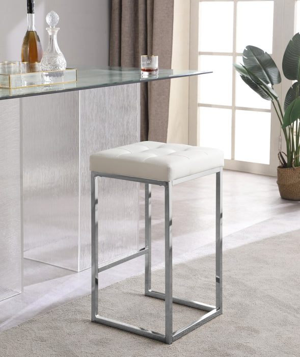 Nicola White Faux Leather Stool