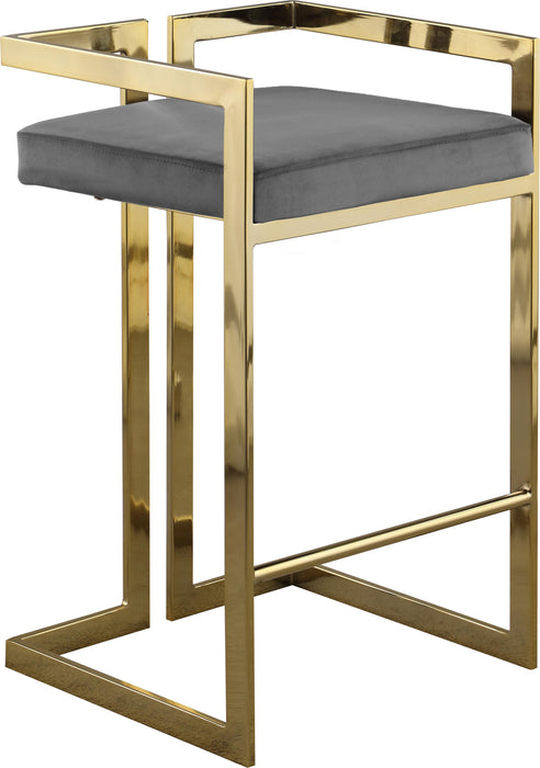 Ezra Grey Velvet Stool