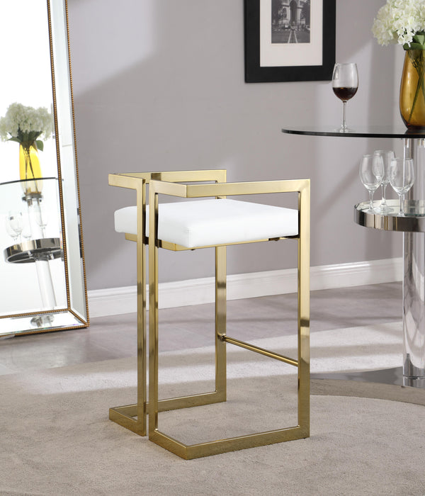 Ezra White Faux Leather Stool