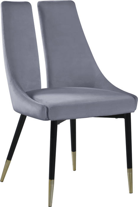 Sleek Grey Velvet Dining Chair