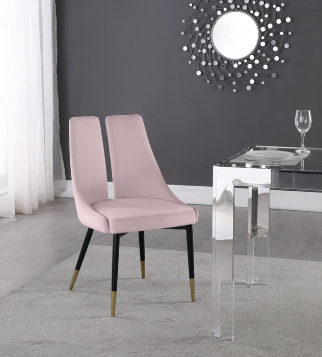 Sleek Pink Velvet Dining Chair