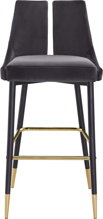 Sleek Grey Velvet Stool