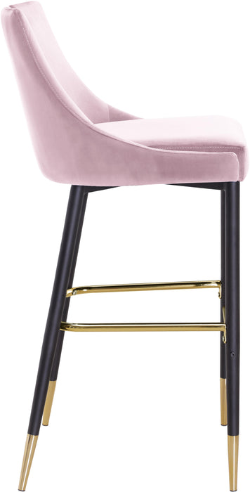 Sleek Pink Velvet Stool