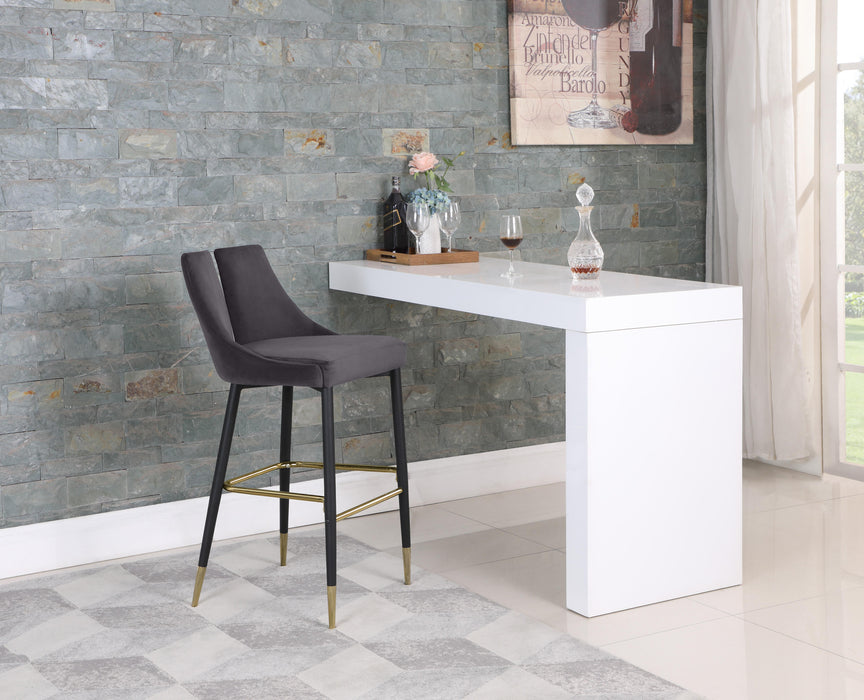 Sleek Grey Velvet Stool