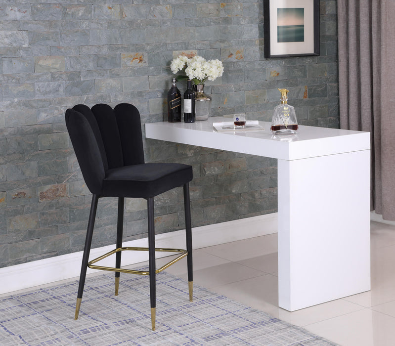 Lily Black Velvet Stool