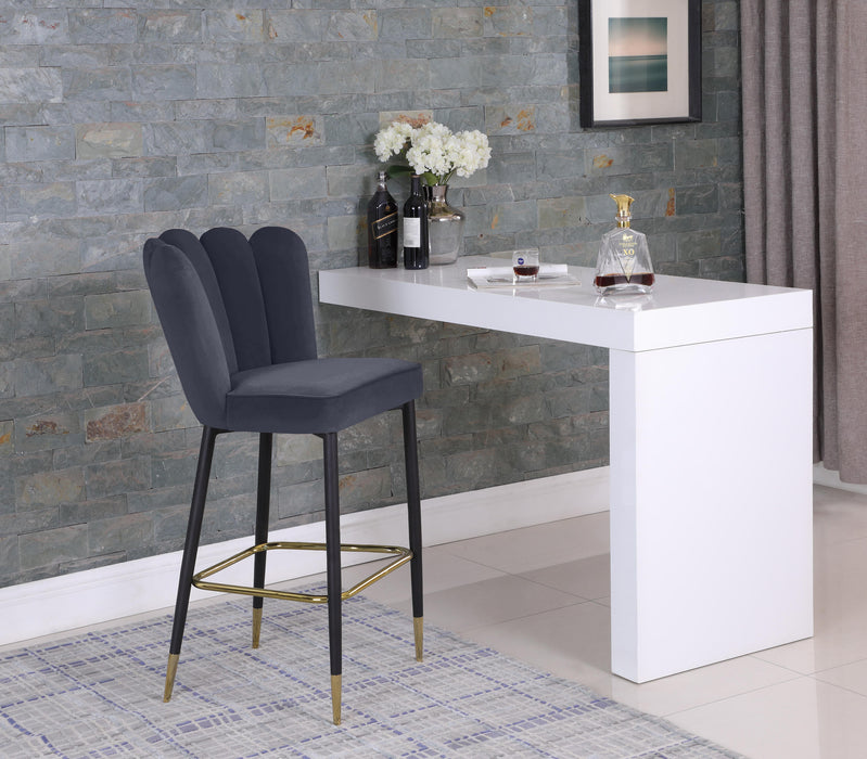 Lily Grey Velvet Stool