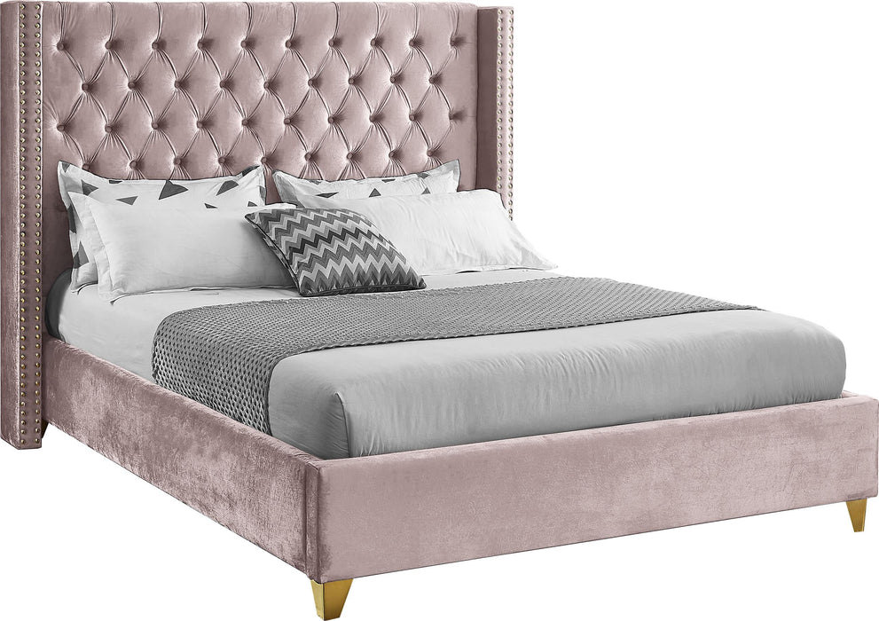 Barolo Pink Velvet King Bed