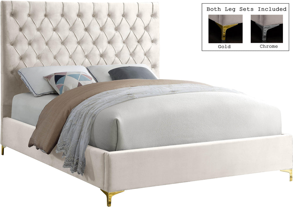 Cruz Cream Velvet Full Bed image