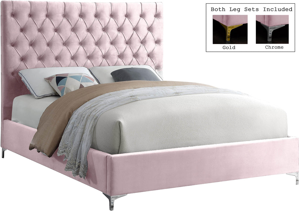 Cruz Pink Velvet Full Bed