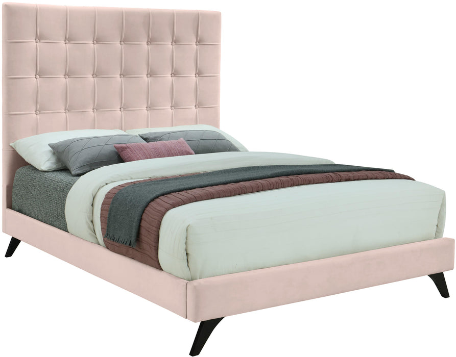 Elly Pink Velvet King Bed