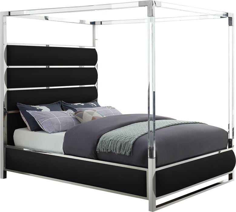 Encore Black Faux Leather Queen Bed (4 Boxes)