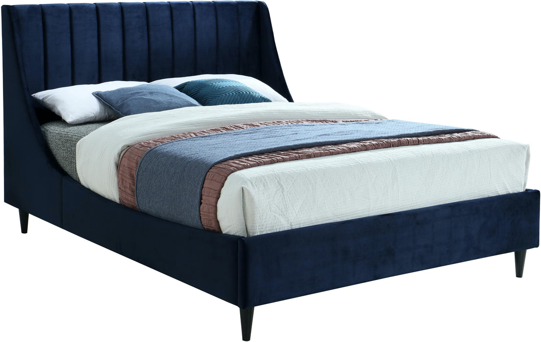 Eva Navy Velvet Full Bed