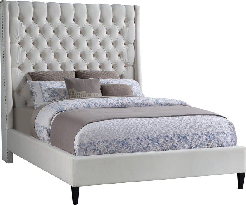 Fritz Cream Velvet Queen Bed